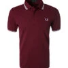 Fred Perry Polo-Shirt, Baumwoll-Piqué, Bordeaux Meliert -Maenner Mode Haus  137158 norm