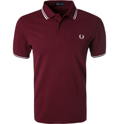 Fred Perry Polo-Shirt, Baumwoll-Piqué, Bordeaux Meliert 3 Fred Perry Polo-Shirt, Baumwoll-Piqué, Bordeaux Meliert