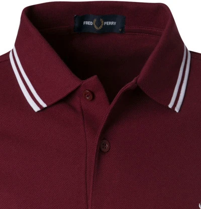 Fred Perry Polo-Shirt, Baumwoll-Piqué, Bordeaux Meliert 4 Fred Perry Polo-Shirt, Baumwoll-Piqué, Bordeaux Meliert – Bild 2