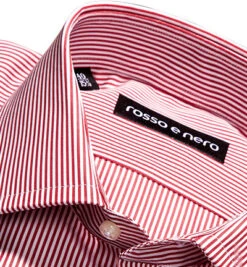 Hemd, Slim Fit, Popeline, Rot-weiß Gestreift -Maenner Mode Haus  156799 norm2