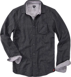 Hemd, Shaped Fit, Baumwolle Doubleface, Schwarz