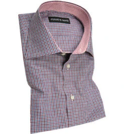 Hemd, Slim Fit, Popeline, Blau-rotbraun Kariert