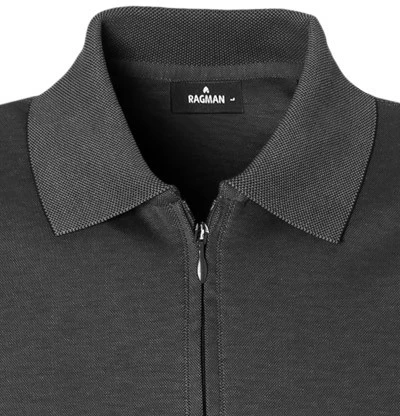 RAGMAN Zip-Polo, Pima Baumwoll-Piqué, Anthrazit 4 RAGMAN Zip-Polo, Pima Baumwoll-Piqué, Anthrazit – Bild 2