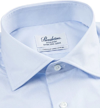 Stenströms Hemd, Fitted Body, Baumwolle, Extra Langer Arm, Hellblau 4 Stenströms Hemd, Fitted Body, Baumwolle, Extra Langer Arm, Hellblau – Bild 2