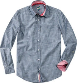 Hemd, Slim Fit, Baumwolle, Jeansblau-weiß Gemustert