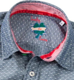 Hemd, Slim Fit, Baumwolle, Jeansblau-weiß Gemustert -Maenner Mode Haus  193047 norm2