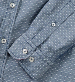 Hemd, Slim Fit, Baumwolle, Jeansblau-weiß Gemustert -Maenner Mode Haus  193047 norm3