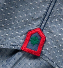 Hemd, Slim Fit, Baumwolle, Jeansblau-weiß Gemustert -Maenner Mode Haus  193047 norm5