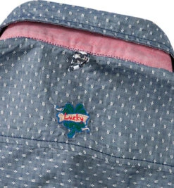 Hemd, Slim Fit, Baumwolle, Jeansblau-weiß Gemustert -Maenner Mode Haus  193047 norm6