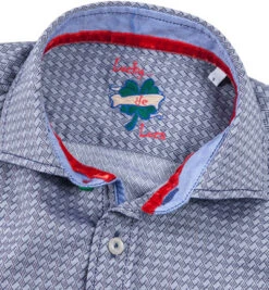 Hemd, Slim Fit, Popeline, Blau Gemustert -Maenner Mode Haus  193062 norm2