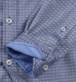 Hemd, Slim Fit, Popeline, Blau Gemustert -Maenner Mode Haus  193062 norm3