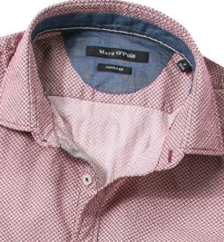 Marc O'Polo Hemd, Shaped Fit, Popeline, Karmesinrot Gemustert -Maenner Mode Haus  196651 norm2
