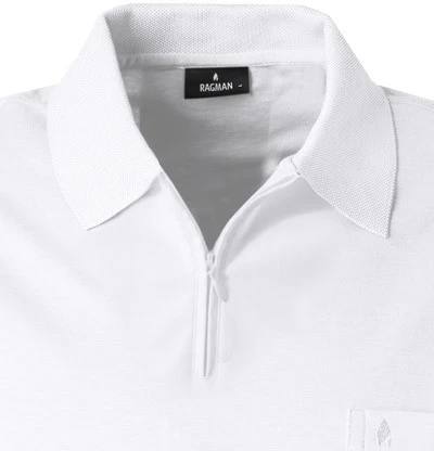 RAGMAN Zip-Polo, Pima Baumwoll-Piqué, Weiß 5 RAGMAN Zip-Polo, Pima Baumwoll-Piqué, Weiß – Bild 3