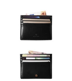 Aigner Kartenbörse, Kalbleder, Schwarz