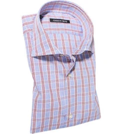 Hemd, Slim Fit, Baumwolle, Blau-rot Kariert