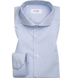 ETON Hemd, Slim Fit, Popeline, Hellblau-weiß Gestreift