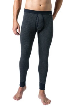 Schiesser Lange Unterhose, Baumwolle, Dunkelblau-grau Gestreift