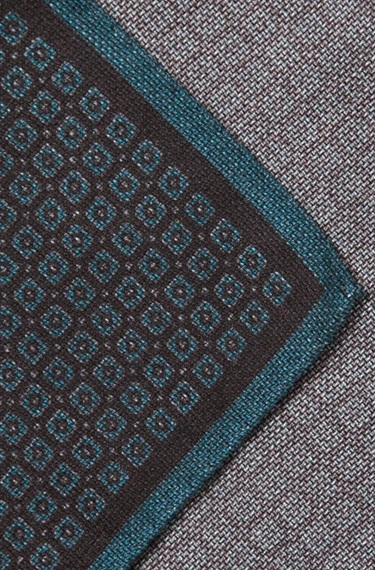Einstecktuch, Wolle-Seide, Dunkelbraun-petrol Gemustert 4 Einstecktuch, Wolle-Seide, Dunkelbraun-petrol Gemustert – Bild 2