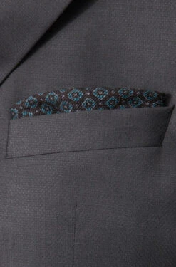 Einstecktuch, Wolle-Seide, Dunkelbraun-petrol Gemustert 8 Einstecktuch, Wolle-Seide, Dunkelbraun-petrol Gemustert -Maenner Mode Haus 249998 norm3