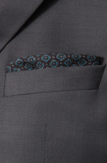 Einstecktuch, Wolle-Seide, Dunkelbraun-petrol Gemustert 5 Einstecktuch, Wolle-Seide, Dunkelbraun-petrol Gemustert – Bild 3