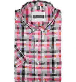 Eterna Kurzarmhemd, Slim Fit, Twill, Pink Kariert -Maenner Mode Haus  269656 norm 1