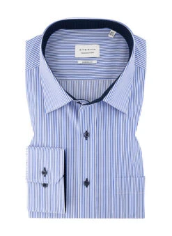 Eterna Hemd, Modern Fit, Baumwolle, Blau Gestreift
