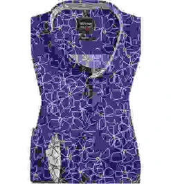 OLYMP Hemd, Body Fit, Baumwolle, Extra Langer Arm, Marine-weiß Gemustert -Maenner Mode Haus  295393 norm 1