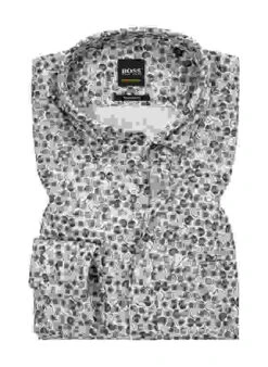 BOSS ORANGE Hemd, Regular Fit, Fil á Fil, Grün Gemustert -Maenner Mode Haus  300843 norm 1