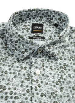 BOSS ORANGE Hemd, Regular Fit, Fil á Fil, Grün Gemustert -Maenner Mode Haus  300843 norm2