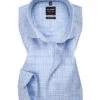 OLYMP Hemd, Body Fit, Baumwolle, Hellblau Kariert -Maenner Mode Haus  301231 norm