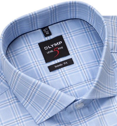 OLYMP Hemd, Body Fit, Baumwolle, Hellblau Kariert 4 OLYMP Hemd, Body Fit, Baumwolle, Hellblau Kariert – Bild 2