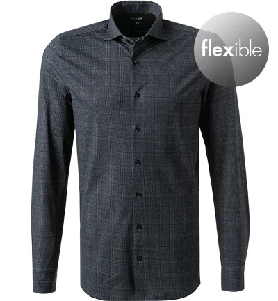 OLYMP Hemd, Body Fit, Jersey Geruchshemmend, Schwarz Kariert 3 OLYMP Hemd, Body Fit, Jersey Geruchshemmend, Schwarz Kariert