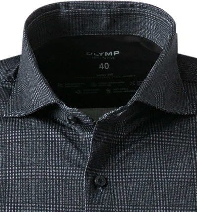 OLYMP Hemd, Body Fit, Jersey Geruchshemmend, Schwarz Kariert 4 OLYMP Hemd, Body Fit, Jersey Geruchshemmend, Schwarz Kariert – Bild 2