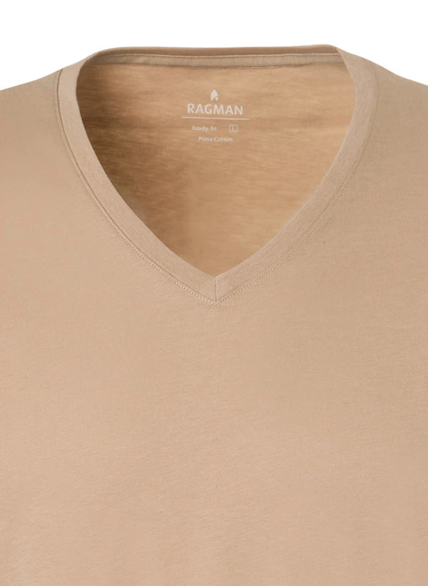 RAGMAN T-Shirts, Body Fit, Baumwolle, Camel 5 RAGMAN T-Shirts, Body Fit, Baumwolle, Camel – Bild 3