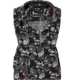 OLYMP Hemd, Body Fit, Baumwolle, Extra Langer Arm, Navy-rosa Gemustert -Maenner Mode Haus  307623 norm 1