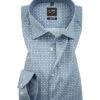 OLYMP Hemd, Body Fit, Popeline, Extra Langer Arm, Bleu Gemustert -Maenner Mode Haus  307772 norm