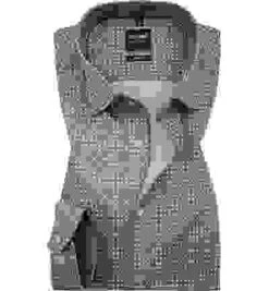 OLYMP Hemd, Body Fit, Popeline, Extra Langer Arm, Grau Gemustert -Maenner Mode Haus  307773 norm 1