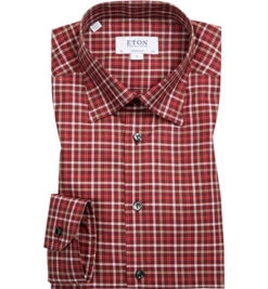 ETON Hemd, Super Slim Fit, Twill, Rot Kariert
