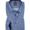 OLYMP Hemd, Body Fit, Popeline, Extra Langer Arm, Blau Gemustert -Maenner Mode Haus  311350 norm