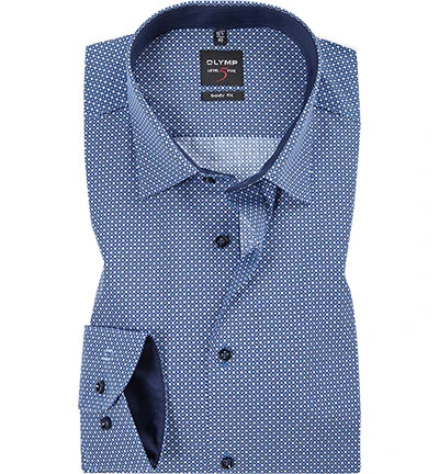 OLYMP Hemd, Body Fit, Popeline, Extra Langer Arm, Blau Gemustert 3 OLYMP Hemd, Body Fit, Popeline, Extra Langer Arm, Blau Gemustert