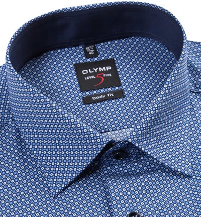 OLYMP Hemd, Body Fit, Popeline, Extra Langer Arm, Blau Gemustert 4 OLYMP Hemd, Body Fit, Popeline, Extra Langer Arm, Blau Gemustert – Bild 2