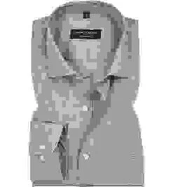 Hemd, Modern Fit, Popeline, Extra Langer Arm, Hellgrau Meliert -Maenner Mode Haus  312863 norm 1