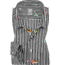 Hemd, Slim Fit, Popeline, Nachtblau-weiß Gestreift 9 Hemd, Slim Fit, Popeline, Nachtblau-weiß Gestreift -Maenner Mode Haus 314051 norm 1