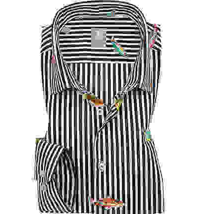 Hemd, Slim Fit, Popeline, Nachtblau-weiß Gestreift 6 Hemd, Slim Fit, Popeline, Nachtblau-weiß Gestreift – Bild 4