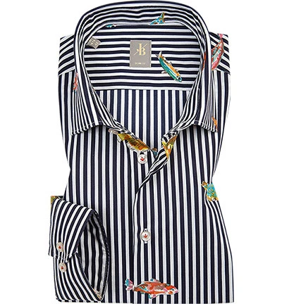 Hemd, Slim Fit, Popeline, Nachtblau-weiß Gestreift 3 Hemd, Slim Fit, Popeline, Nachtblau-weiß Gestreift