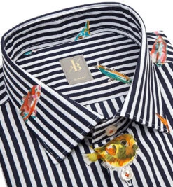 Hemd, Slim Fit, Popeline, Nachtblau-weiß Gestreift 7 Hemd, Slim Fit, Popeline, Nachtblau-weiß Gestreift -Maenner Mode Haus 314051 norm2