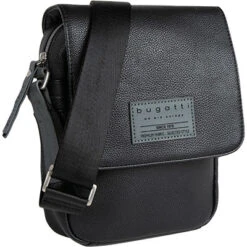 Bugatti Schultertasche, Leder, Schwarz