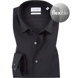 Calvin Klein Hemd, Slim Fit, Popeline, Schwarz