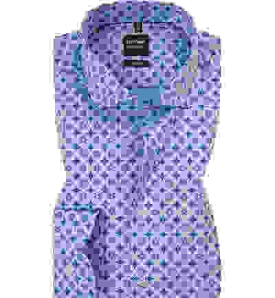 OLYMP Hemd, Body Fit, Baumwolle, Extra Langer Arm, Hellblau-royal Gemustert 6 OLYMP Hemd, Body Fit, Baumwolle, Extra Langer Arm, Hellblau-royal Gemustert – Bild 4