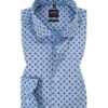 OLYMP Hemd, Body Fit, Baumwolle, Extra Langer Arm, Hellblau-royal Gemustert -Maenner Mode Haus  320386 norm